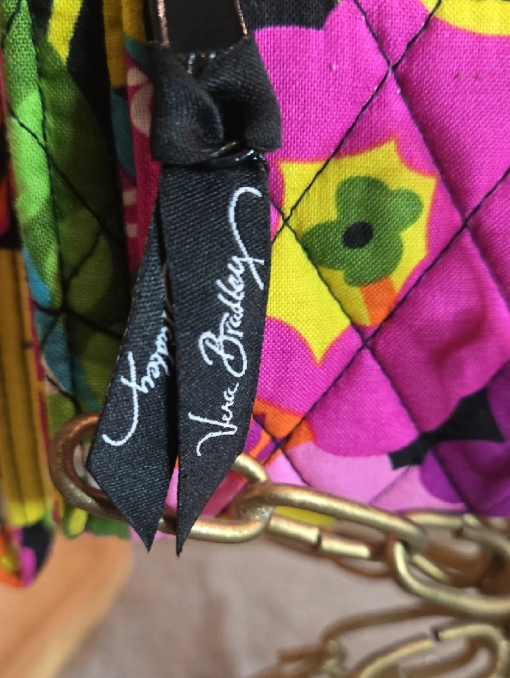 Vera Bradley Quilted Wristlet in Vibrant Pink, Yellow, Green & Blue Floral - Picture 2 of 12